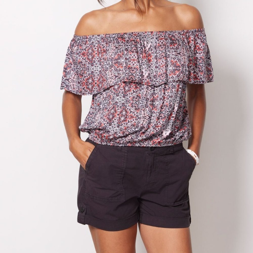 NWT New Roan + Ryan Evereve Britt Ruffle Off Shoulder Top XS